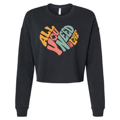 All You Need Is Love Heart Cropped Pullover Crew