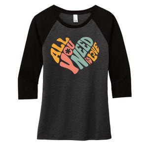 All You Need Is Love Heart Women's Tri-Blend 3/4-Sleeve Raglan Shirt