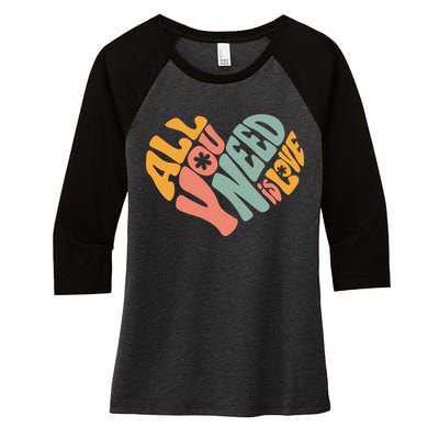 All You Need Is Love Heart Women's Tri-Blend 3/4-Sleeve Raglan Shirt
