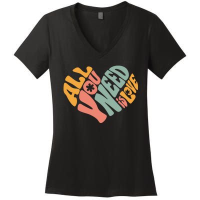 All You Need Is Love Heart Women's V-Neck T-Shirt