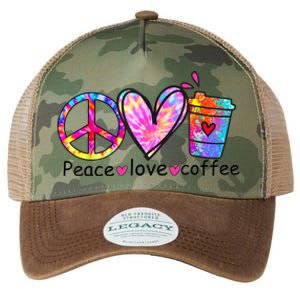 All You Need Is Peace Love And Coffee Tee Design Unisex Legacy Tie Dye Trucker Hat