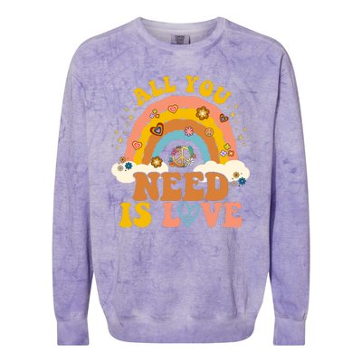 All You Need Is Love Hippie Rainbow Peace Colorblast Crewneck Sweatshirt