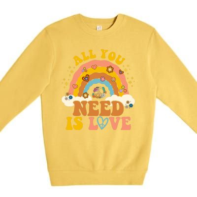 All You Need Is Love Hippie Rainbow Peace Premium Crewneck Sweatshirt