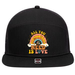 All You Need Is Love Hippie Rainbow Peace 7 Panel Mesh Trucker Snapback Hat