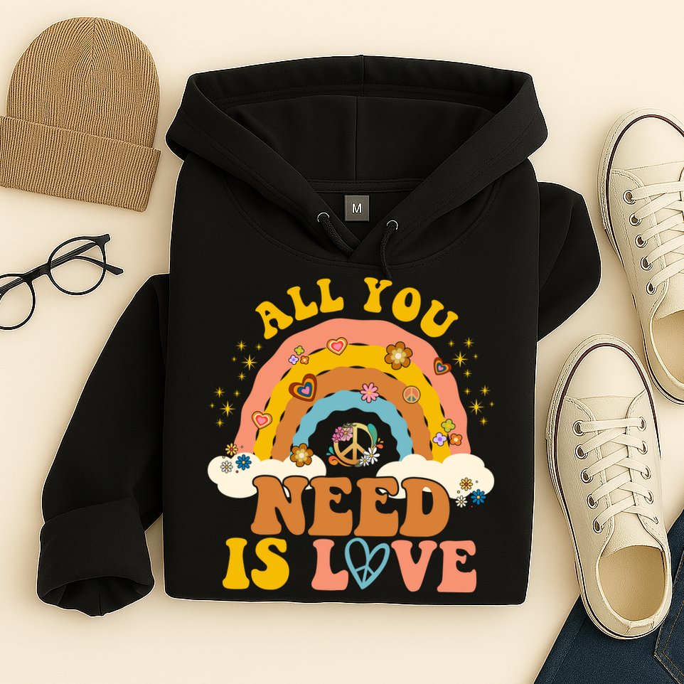 All You Need Is Love Hippie Rainbow Peace Hoodie