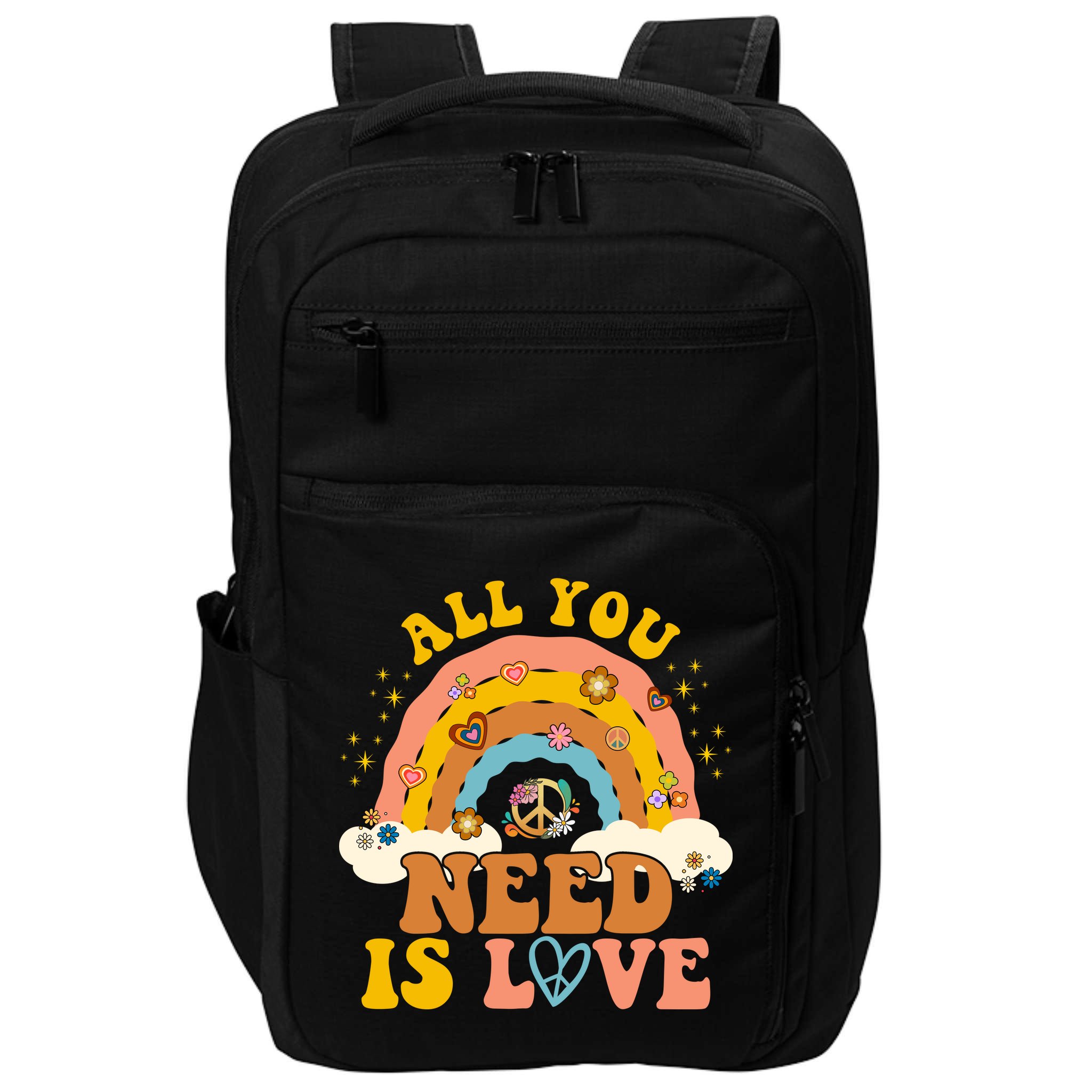All You Need Is Love Hippie Rainbow Peace Impact Tech Backpack