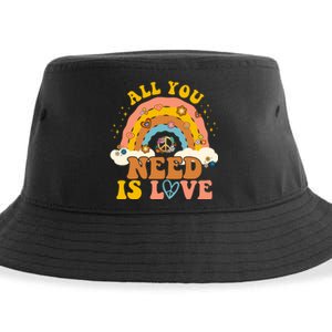 All You Need Is Love Hippie Rainbow Peace Sustainable Bucket Hat