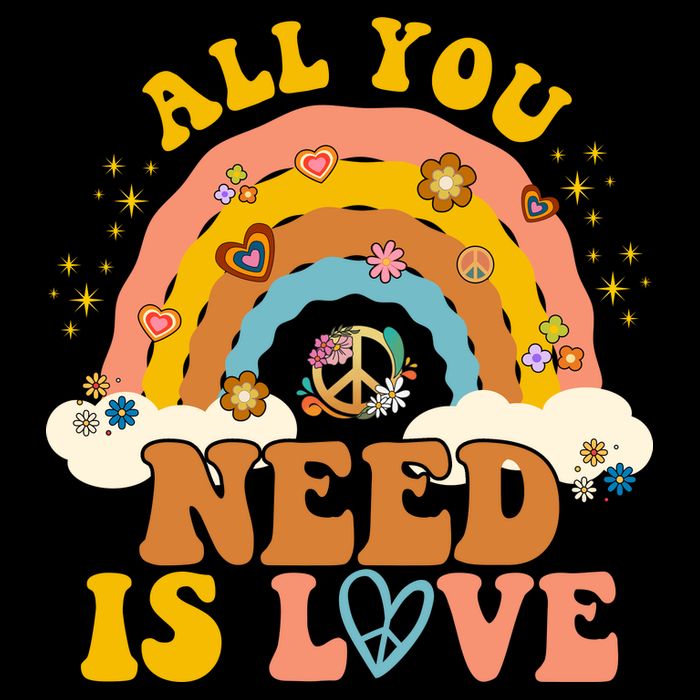 All You Need Is Love Hippie Rainbow Peace Drawstring Bag