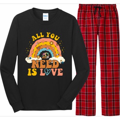 All You Need Is Love Hippie Rainbow Peace Long Sleeve Pajama Set