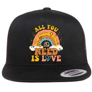 All You Need Is Love Hippie Rainbow Peace Flat Bill Trucker Hat