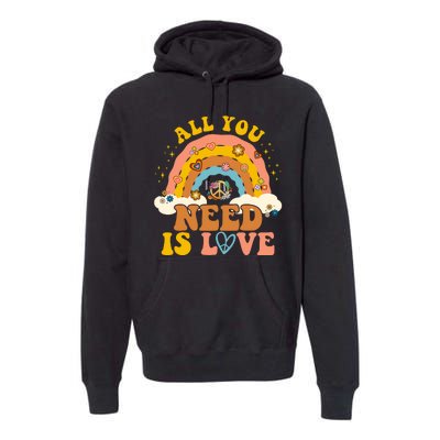 All You Need Is Love Hippie Rainbow Peace Premium Hoodie