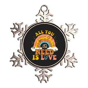 All You Need Is Love Hippie Rainbow Peace Metallic Star Ornament