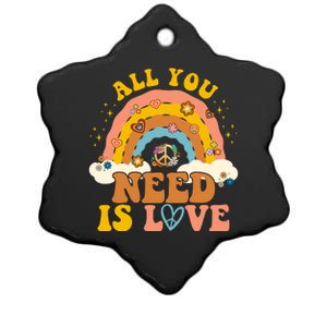 All You Need Is Love Hippie Rainbow Peace Ceramic Star Ornament