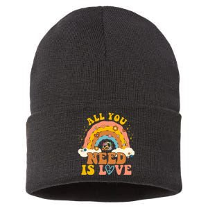 All You Need Is Love Hippie Rainbow Peace Sustainable Knit Beanie