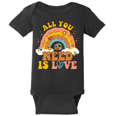 All You Need Is Love Hippie Rainbow Peace Baby Bodysuit