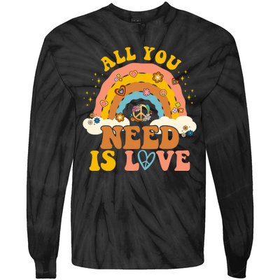 All You Need Is Love Hippie Rainbow Peace Tie-Dye Long Sleeve Shirt