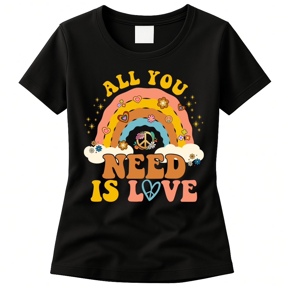 All You Need Is Love Hippie Rainbow Peace Womens T-Shirt