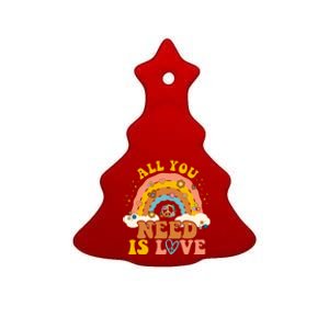 All You Need Is Love Hippie Rainbow Peace Ceramic Tree Ornament