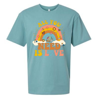 All You Need Is Love Hippie Rainbow Peace Sueded Cloud Jersey T-Shirt