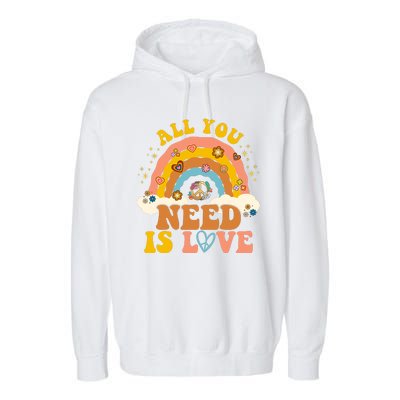 All You Need Is Love Hippie Rainbow Peace Garment-Dyed Fleece Hoodie