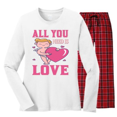 All You Need Is Love Women's Long Sleeve Flannel Pajama Set 