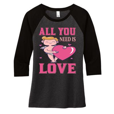 All You Need Is Love Women's Tri-Blend 3/4-Sleeve Raglan Shirt