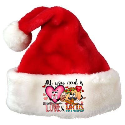 All You Need Is Love And Tacos Premium Christmas Santa Hat