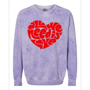 All You Need Is Love Heart Peace Colorblast Crewneck Sweatshirt