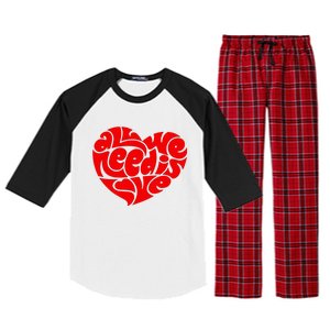 All You Need Is Love Heart Peace Raglan Sleeve Pajama Set