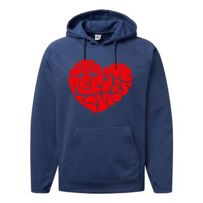 All You Need Is Love Heart Peace Performance Fleece Hoodie