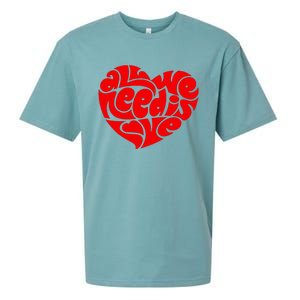 All You Need Is Love Heart Peace Sueded Cloud Jersey T-Shirt