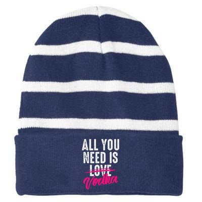 All You Need Is Vodka Cupid Cocktail Lovers Gift Striped Beanie with Solid Band