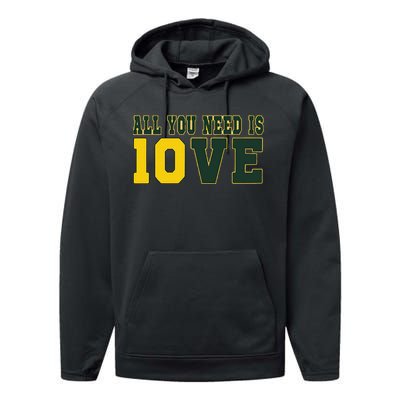 All You Need Is Love Green Bay Gift Performance Fleece Hoodie