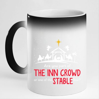 Are You Part Of Inn Crowd Or Stable Few Christmas Nativity 11oz Black Color Changing Mug