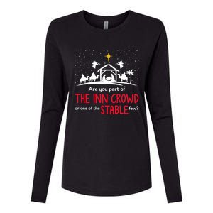 Are You Part Of Inn Crowd Or Stable Few Christmas Nativity Womens Cotton Relaxed Long Sleeve T-Shirt