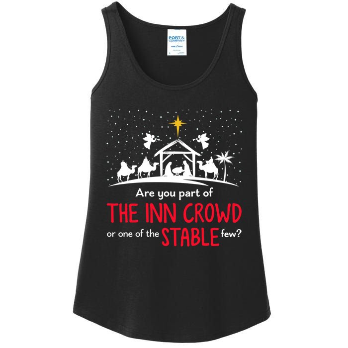 Are You Part Of Inn Crowd Or Stable Few Christmas Nativity Ladies Essential Tank