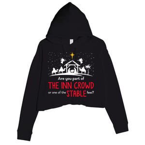 Are You Part Of Inn Crowd Or Stable Few Christmas Nativity Crop Fleece Hoodie