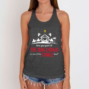 Are You Part Of Inn Crowd Or Stable Few Christmas Nativity Women's Knotted Racerback Tank