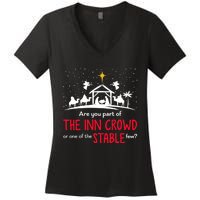 Are You Part Of Inn Crowd Or Stable Few Christmas Nativity Women's V-Neck T-Shirt