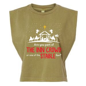 Are You Part Of Inn Crowd Or Stable Few Christmas Nativity Garment-Dyed Women's Muscle Tee