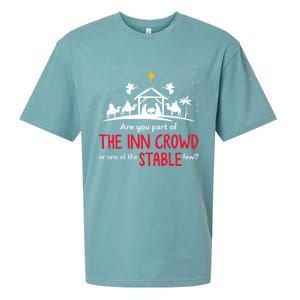 Are You Part Of Inn Crowd Or Stable Few Christmas Nativity Sueded Cloud Jersey T-Shirt