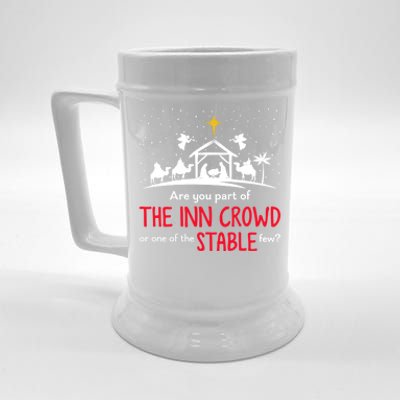 Are You Part Of Inn Crowd Or Stable Few Christmas Nativity Beer Stein