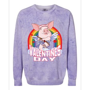 American Yorkshire Pig Cupid Funny Valentines Day Gift Colorblast Crewneck Sweatshirt