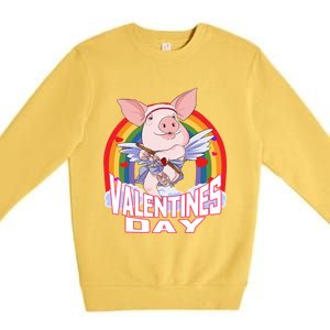 American Yorkshire Pig Cupid Funny Valentines Day Gift Premium Crewneck Sweatshirt