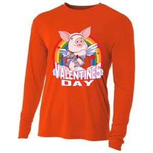 American Yorkshire Pig Cupid Funny Valentines Day Gift Cooling Performance Long Sleeve Crew