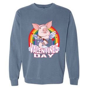 American Yorkshire Pig Cupid Funny Valentines Day Gift Garment-Dyed Sweatshirt