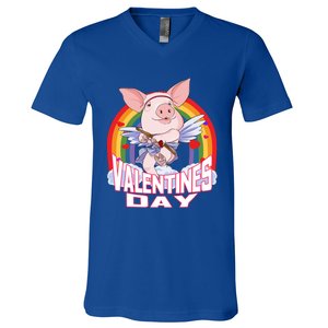 American Yorkshire Pig Cupid Funny Valentines Day Gift V-Neck T-Shirt