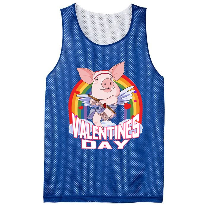 American Yorkshire Pig Cupid Funny Valentines Day Gift Mesh Reversible Basketball Jersey Tank