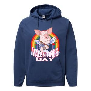 American Yorkshire Pig Cupid Funny Valentines Day Gift Performance Fleece Hoodie