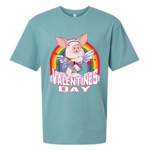 American Yorkshire Pig Cupid Funny Valentines Day Gift Sueded Cloud Jersey T-Shirt